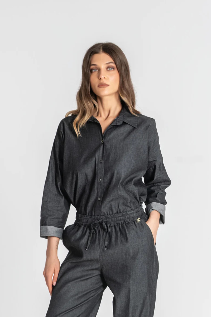 Camisa Rüga com Botões Preta