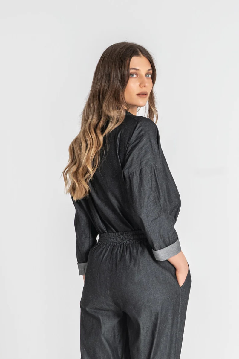 Camisa Rüga com Botões Preta