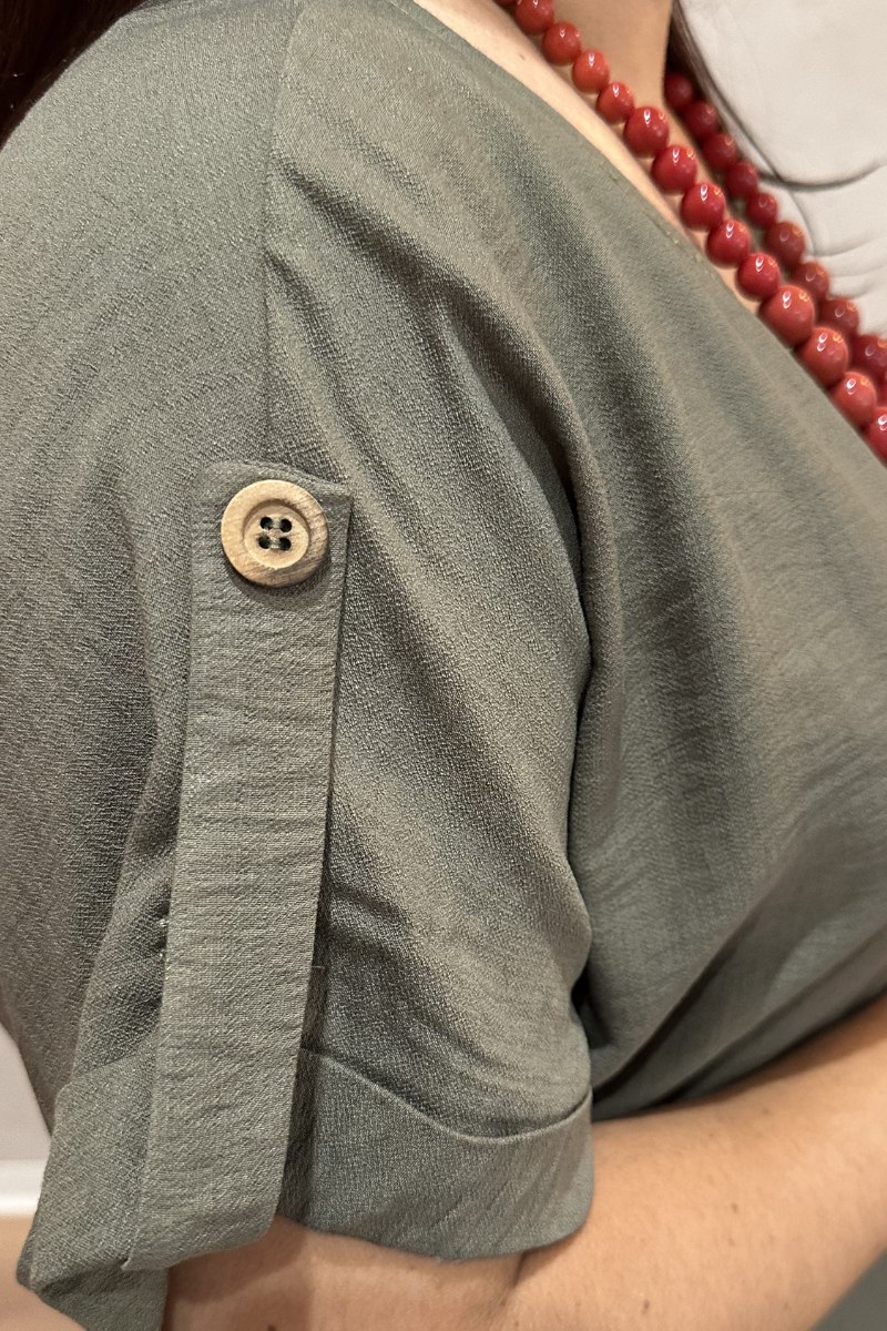 Robe Taupe en Maille Côtelée avec Contraste - RUGA