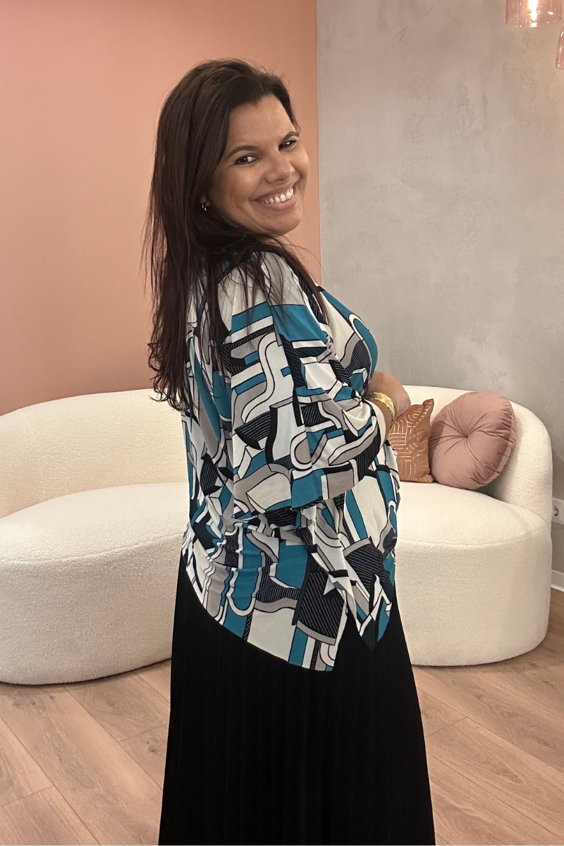 Blusa Tropical Brasil Geométrica Azul