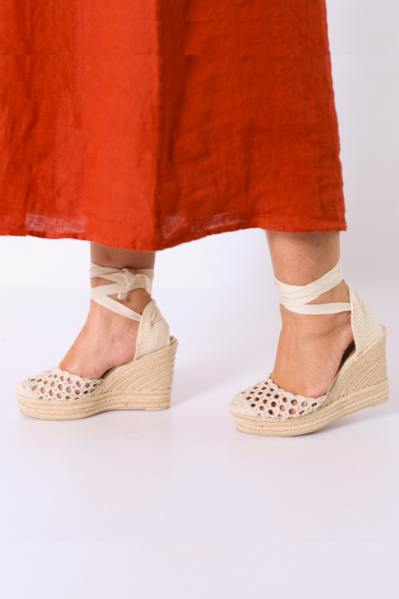 Espadrille à Talon compensé avec bride Naturelle - CORINA