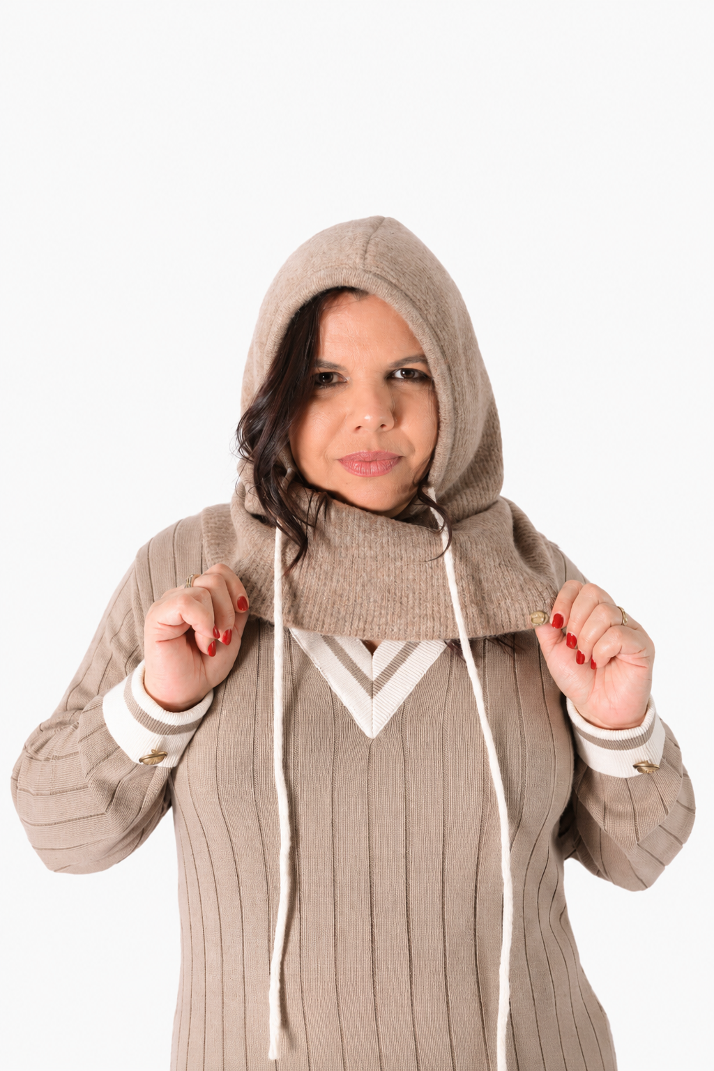 Balaclava Rüga com Cordão Taupe