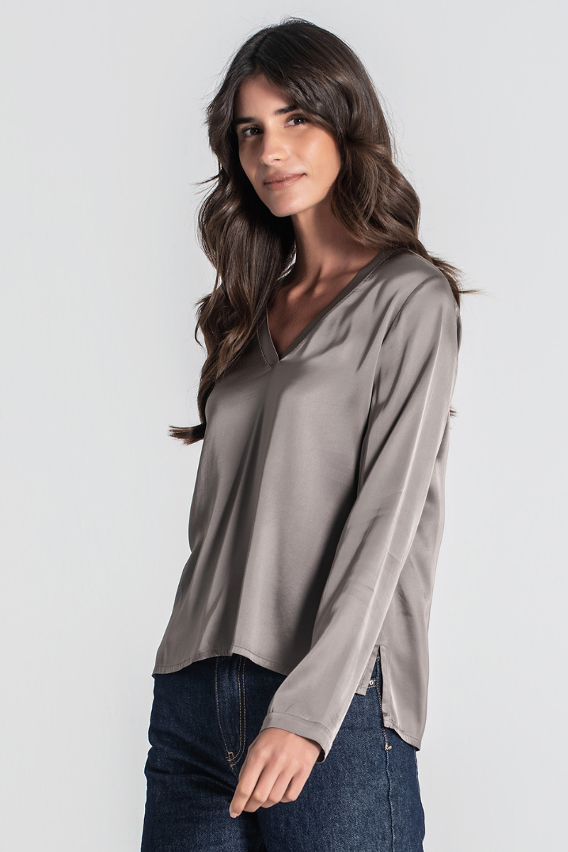 Blusa Satinada Taupe - RUGA