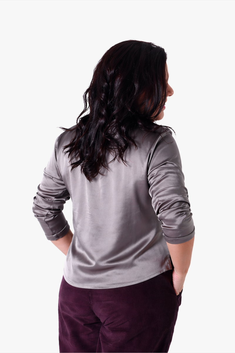 Blusa Rüga Acetinada Taupe