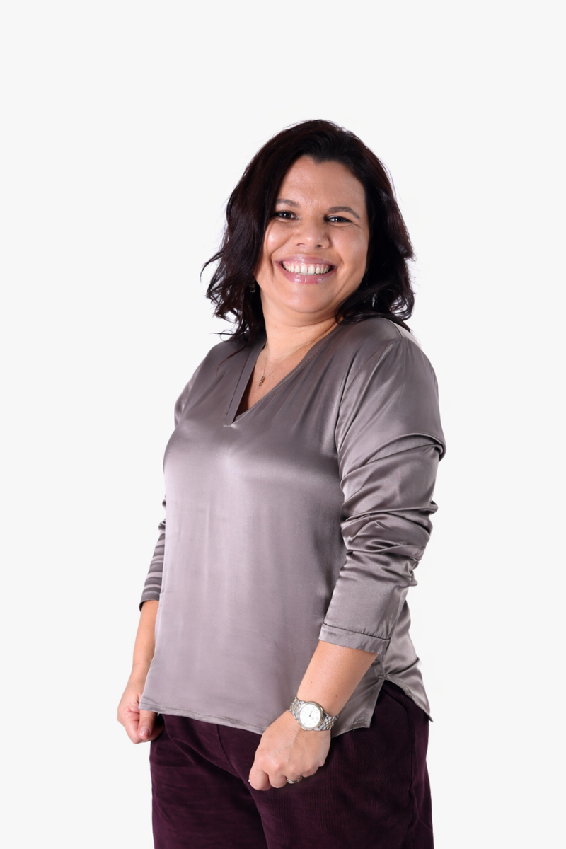 Blusa Rüga Acetinada Taupe