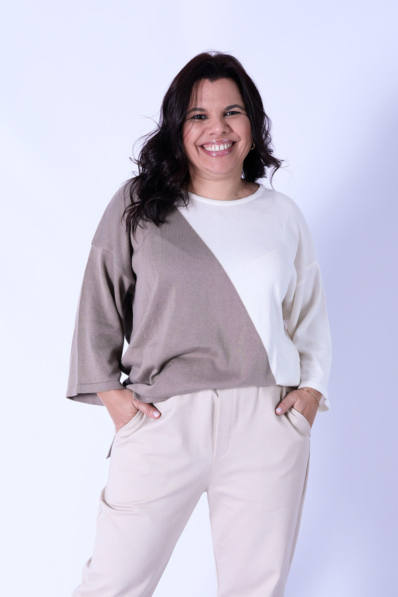 Camisola Rüga Bicolor Taupe