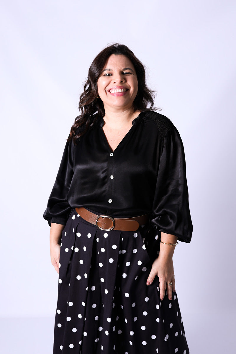 Camisa Zaya Satinada Negra