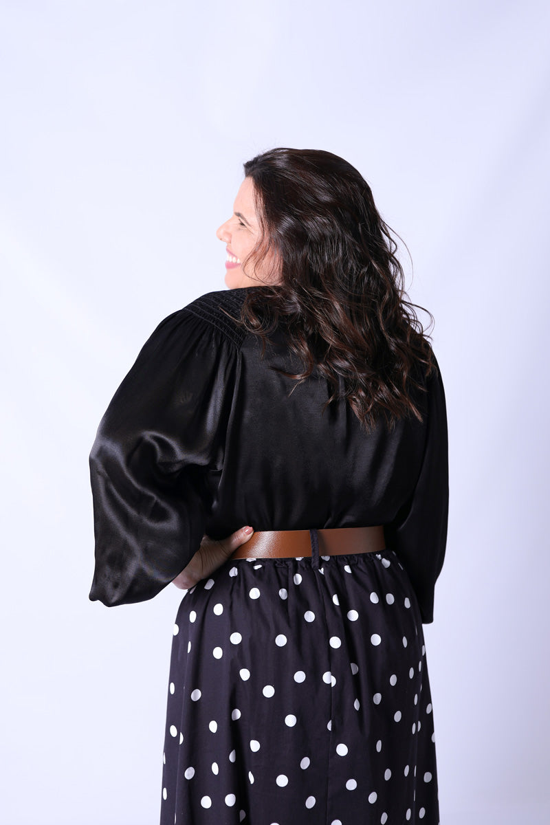 Camisa Zaya Satinada Negra