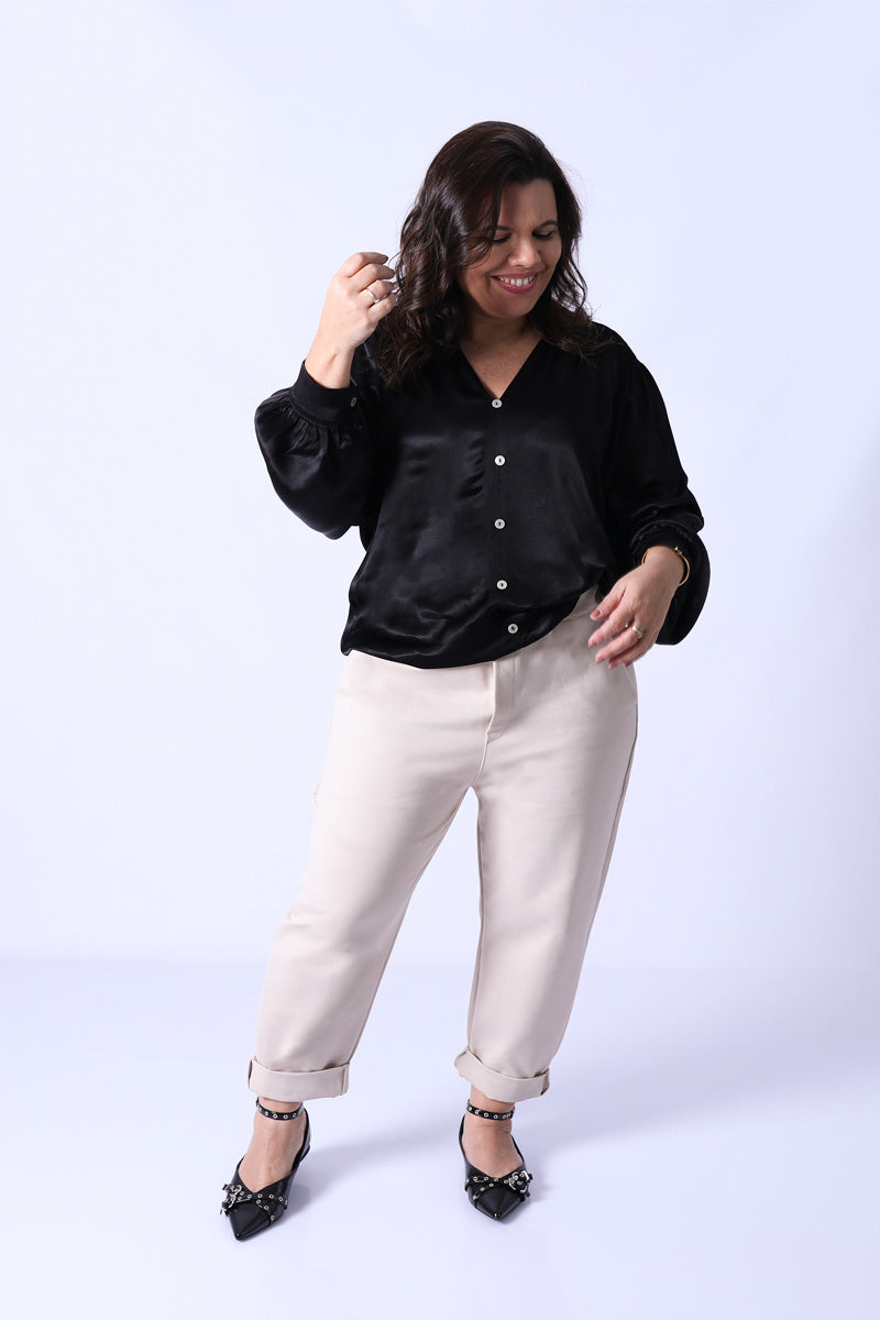 Camisa Zaya Satinada Negra