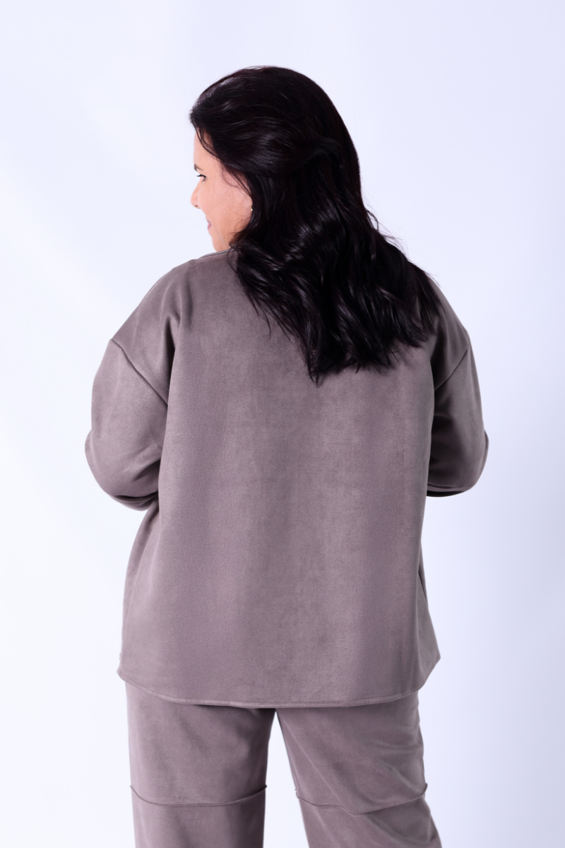Camisa Oversize con botones Taupe - RUGA