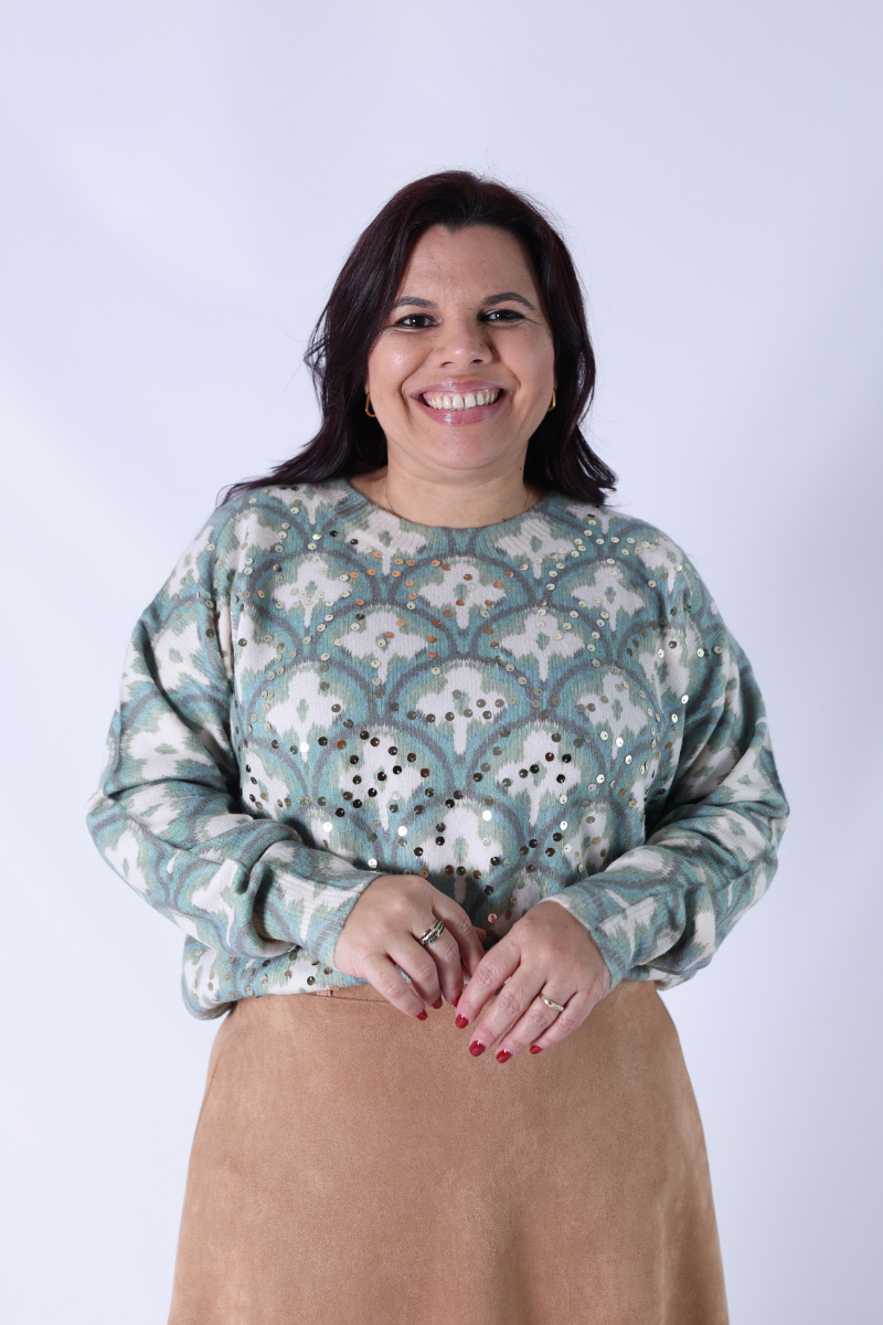 Jersey de Punto Verde con Lentejuelas