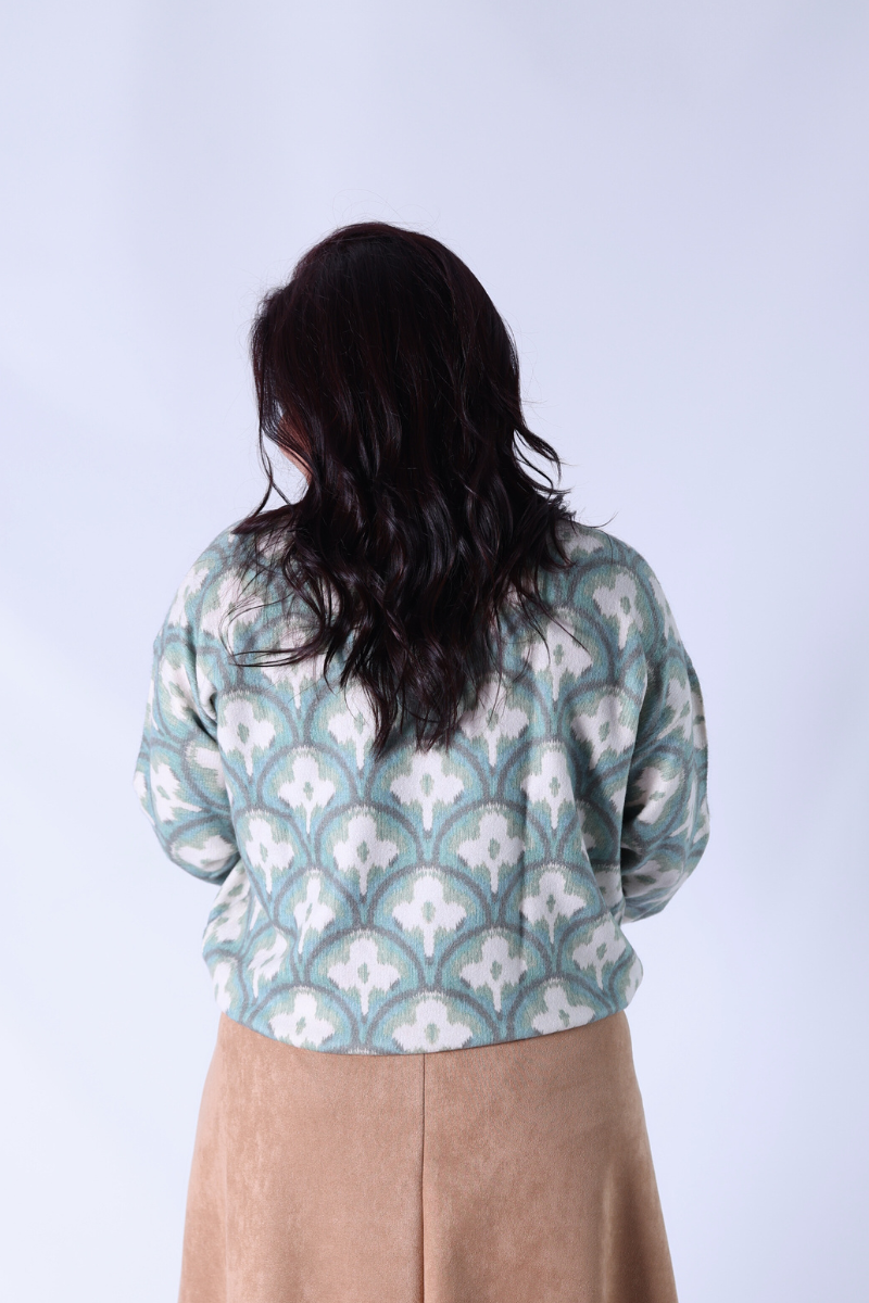 Jersey de Punto Verde con Lentejuelas