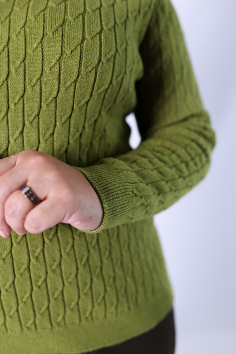 Pull à Motifs Torsadés Vert – RUGA