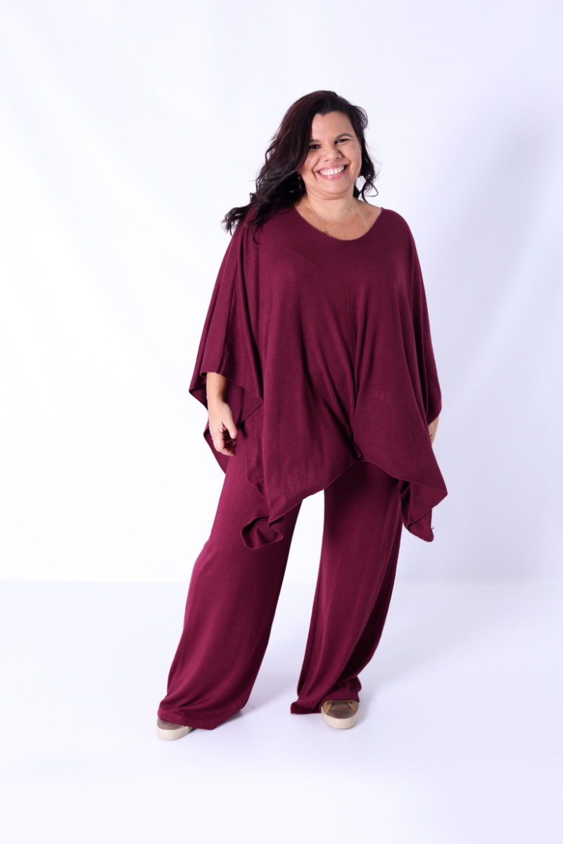 Conjunto Malha Lena Bordô