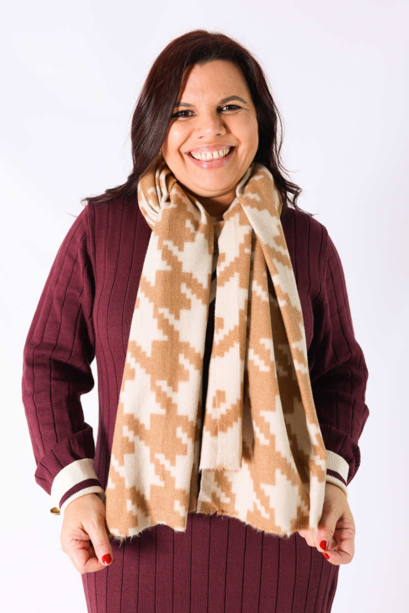 Echarpe Geométrica Camel