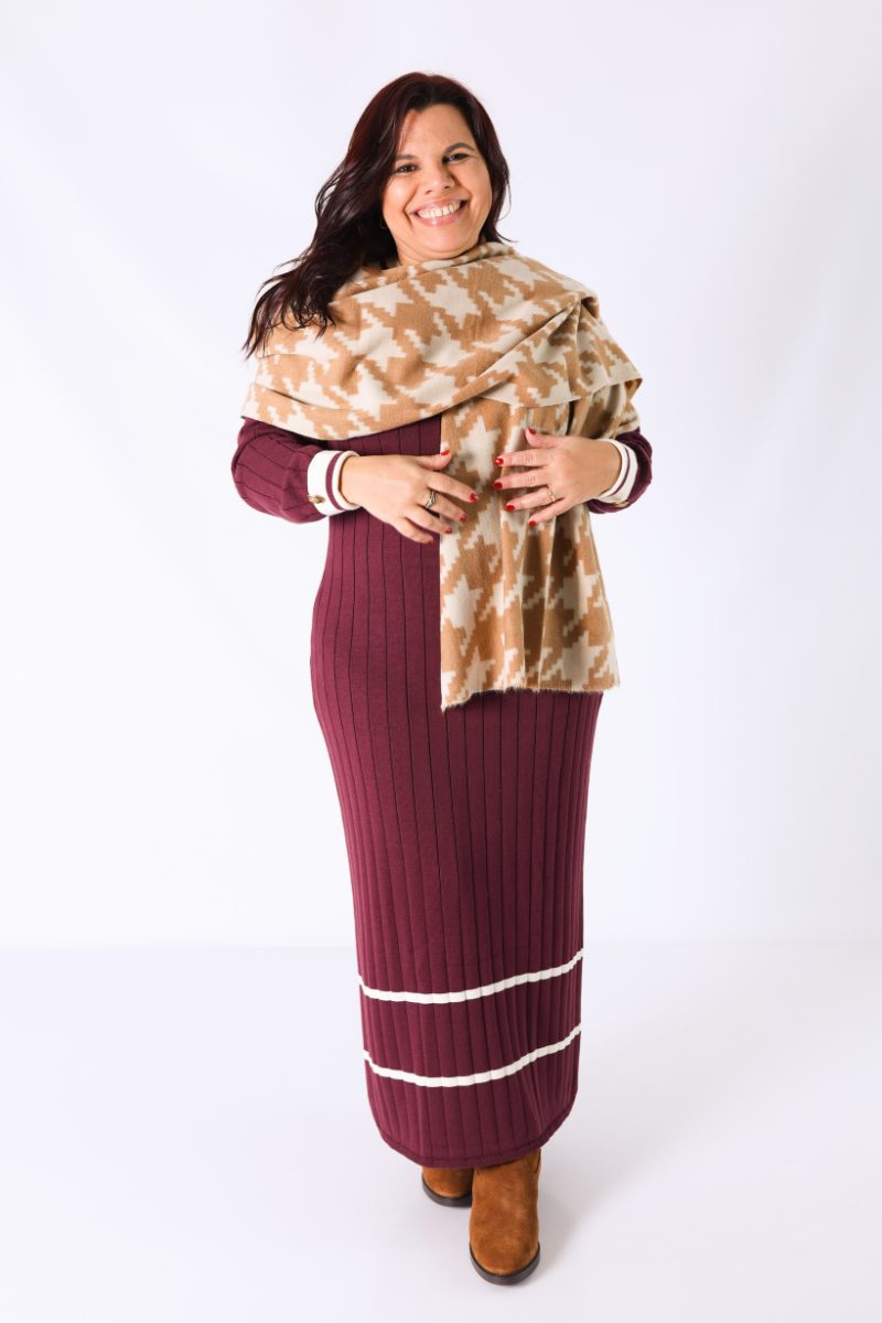 Echarpe Geométrica Camel