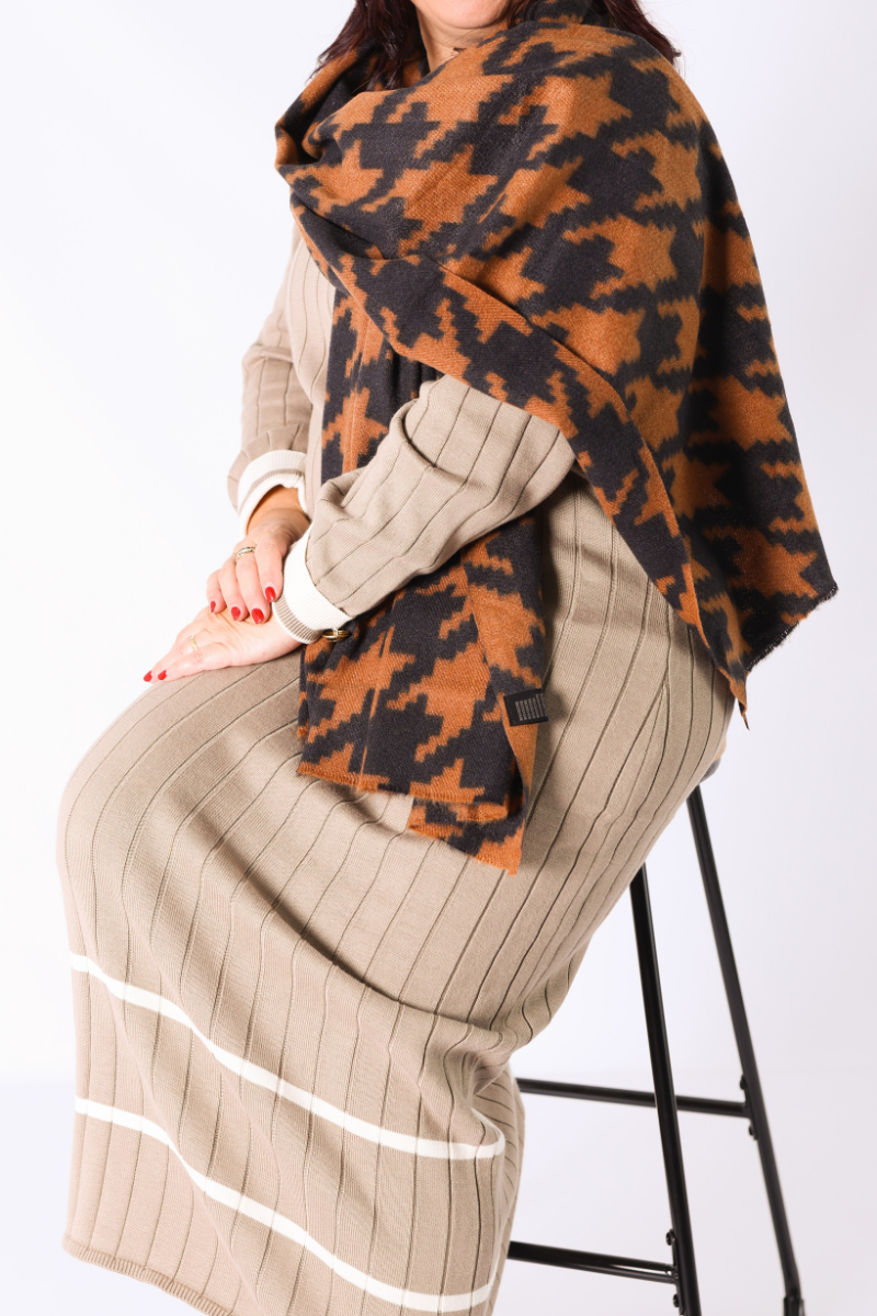 Echarpe Geométrica Marrón