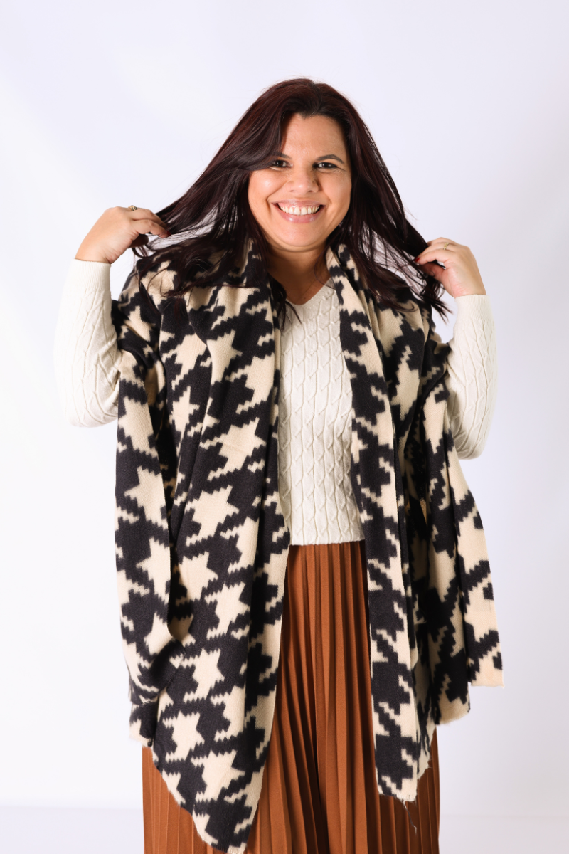 Echarpe Geométrica Crú