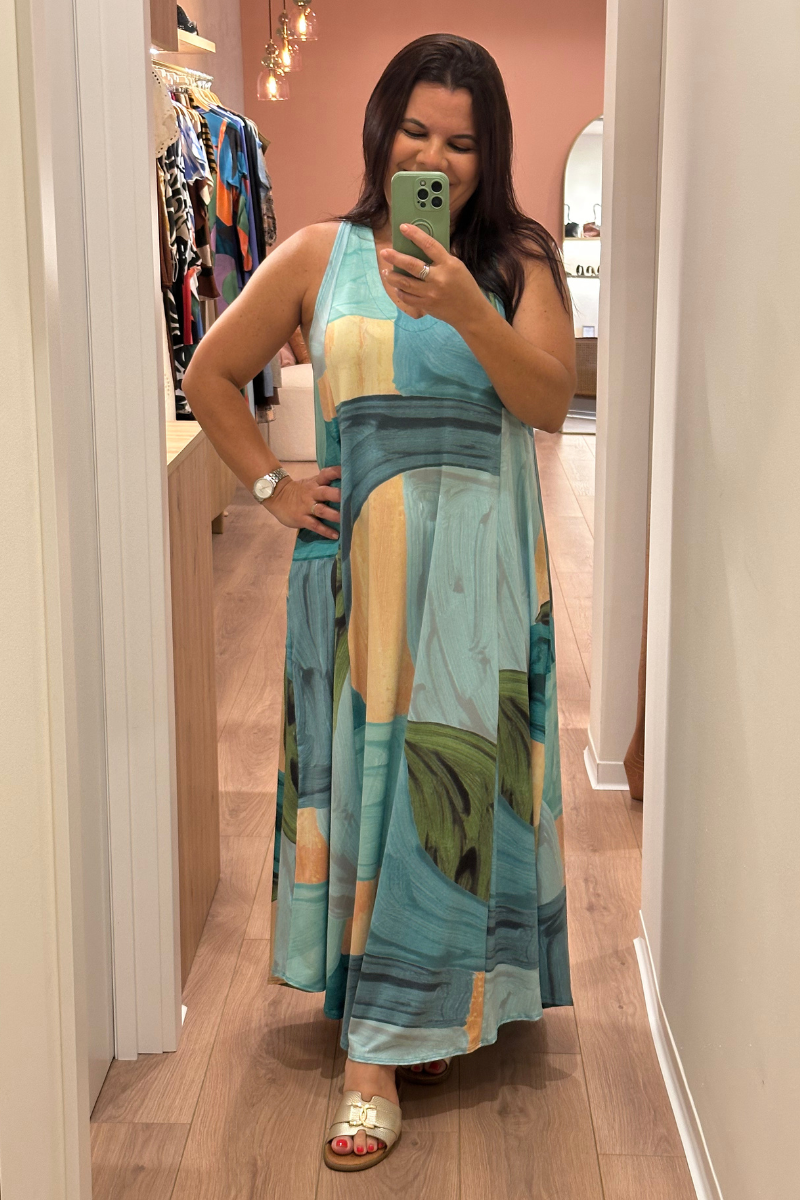 Vestido Premium Tropical Brasil Verde