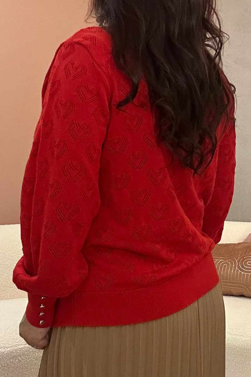 Camisola Rüga Corações Perfurados Vermelho