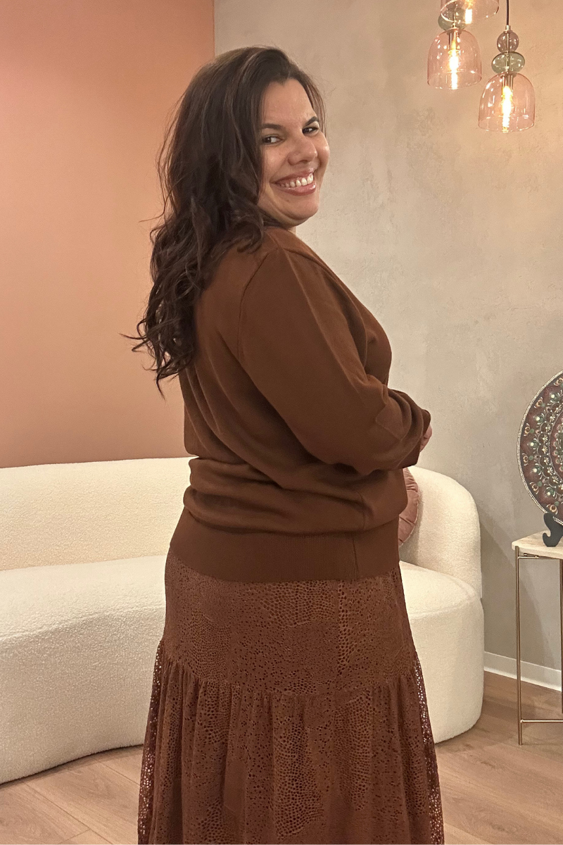 Camisola Rüga com Laço Castanho
