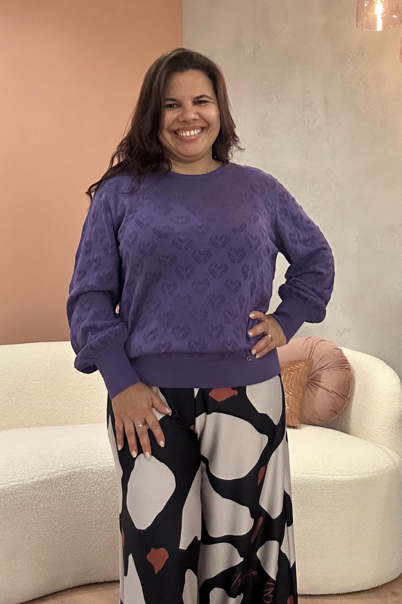 Camisola Rüga Corações Perfurados Roxo