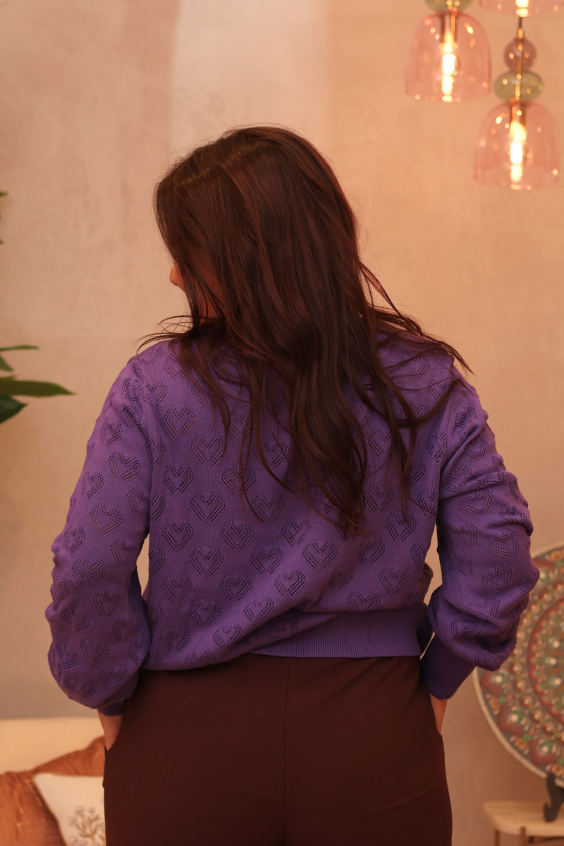 Camisola Rüga Corações Perfurados Roxo