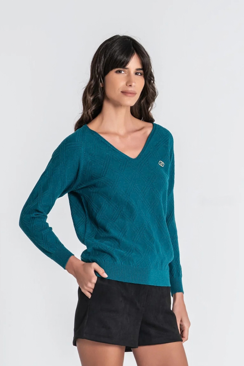 Camisola Rüga Textura Petróleo