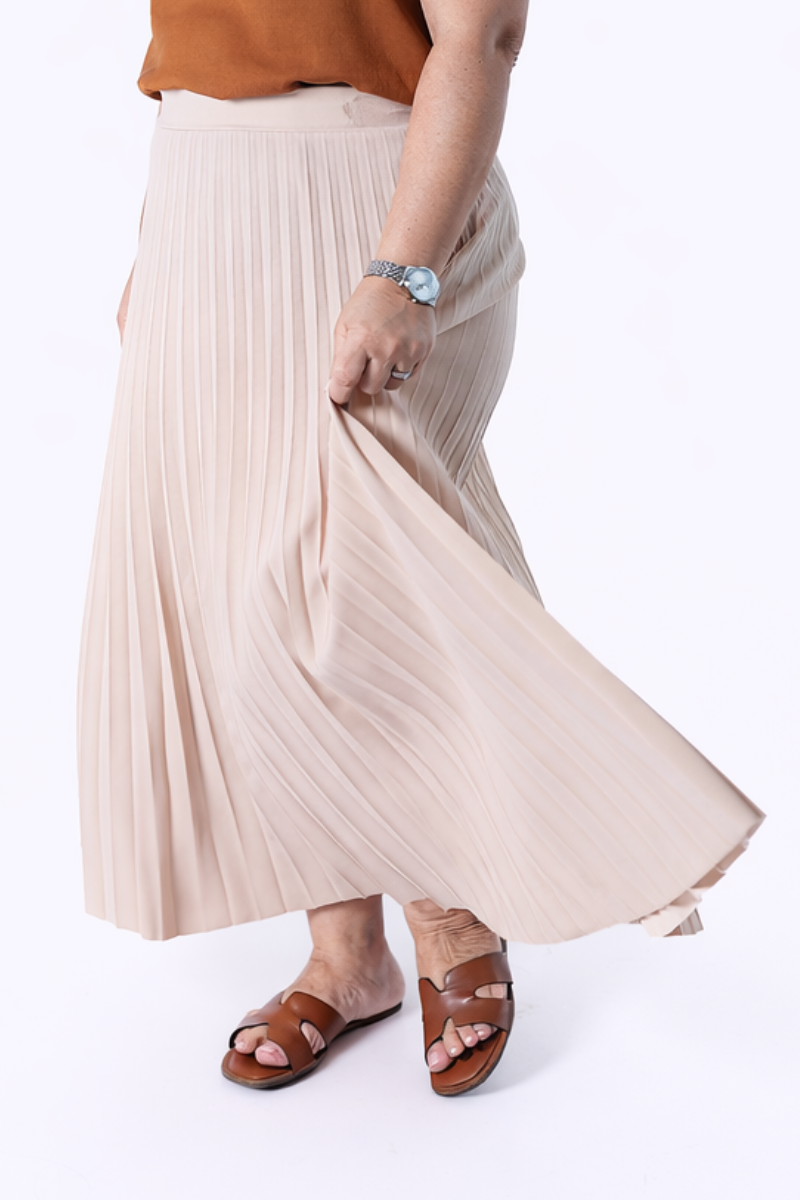 Saia Plissada Lara Areia