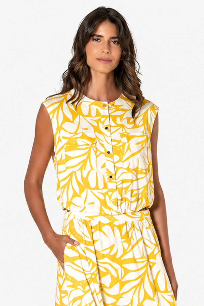 Blusa Rüga com padrão floral amarelo