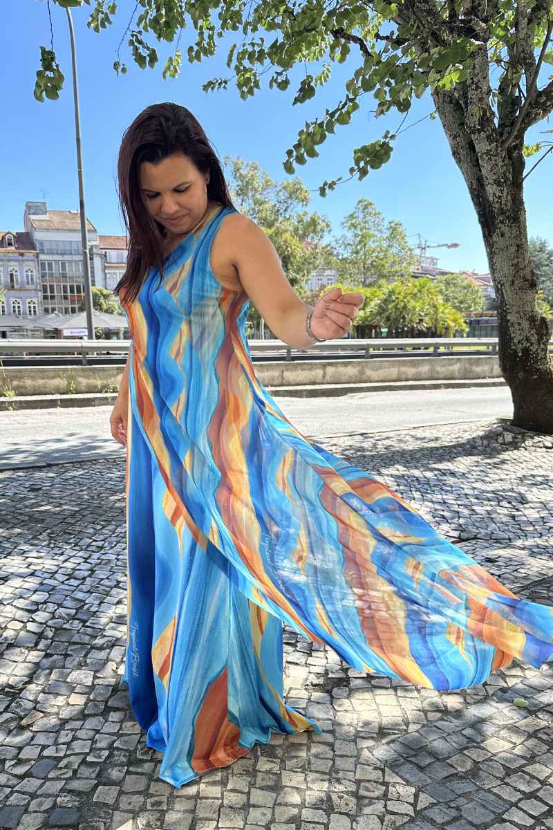 Vestido Tropical Brasil A(MAR) Azul