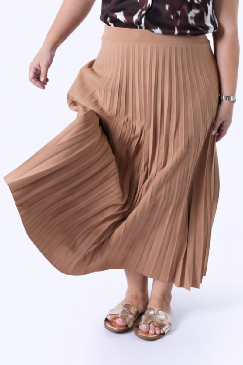 Saia Plissada Lara Camel