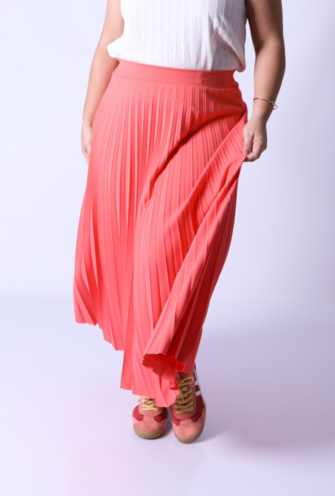 Saia Plissada Lara Coral