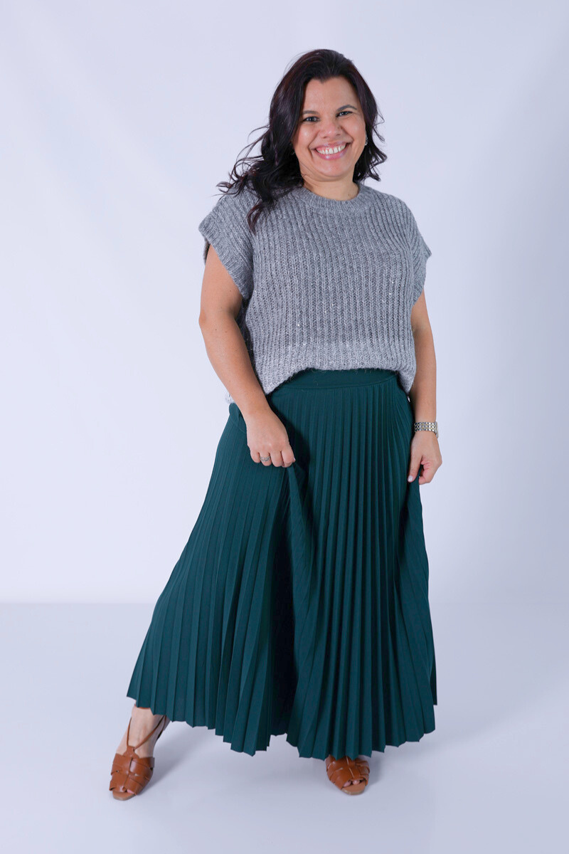 Saia Plissada Lara Verde Floresta