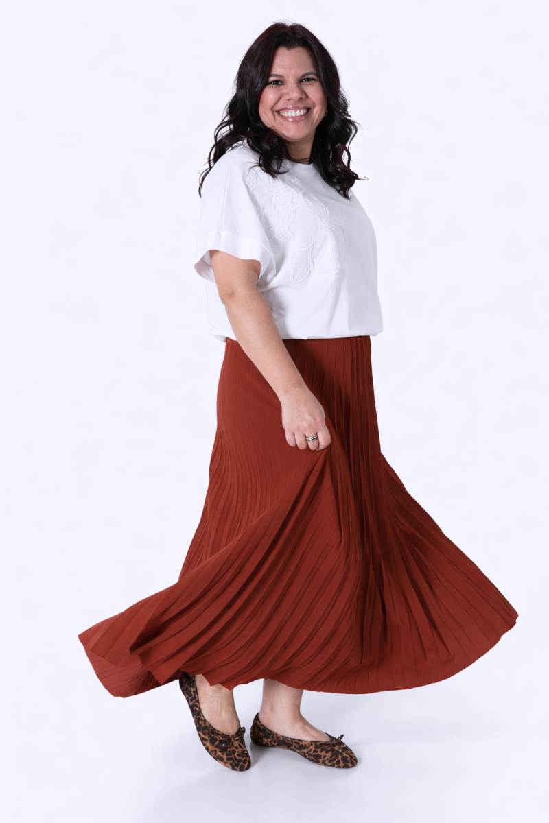 Jupe Plissée Lara Brique