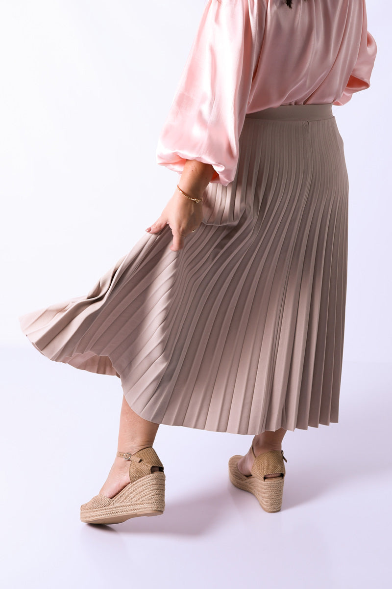 Saia Plissada Lara Areia