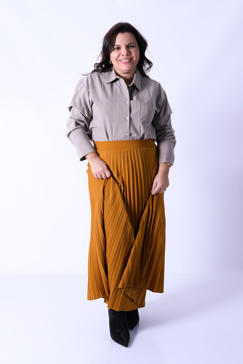 Saia Plissada Lara Mostarda
