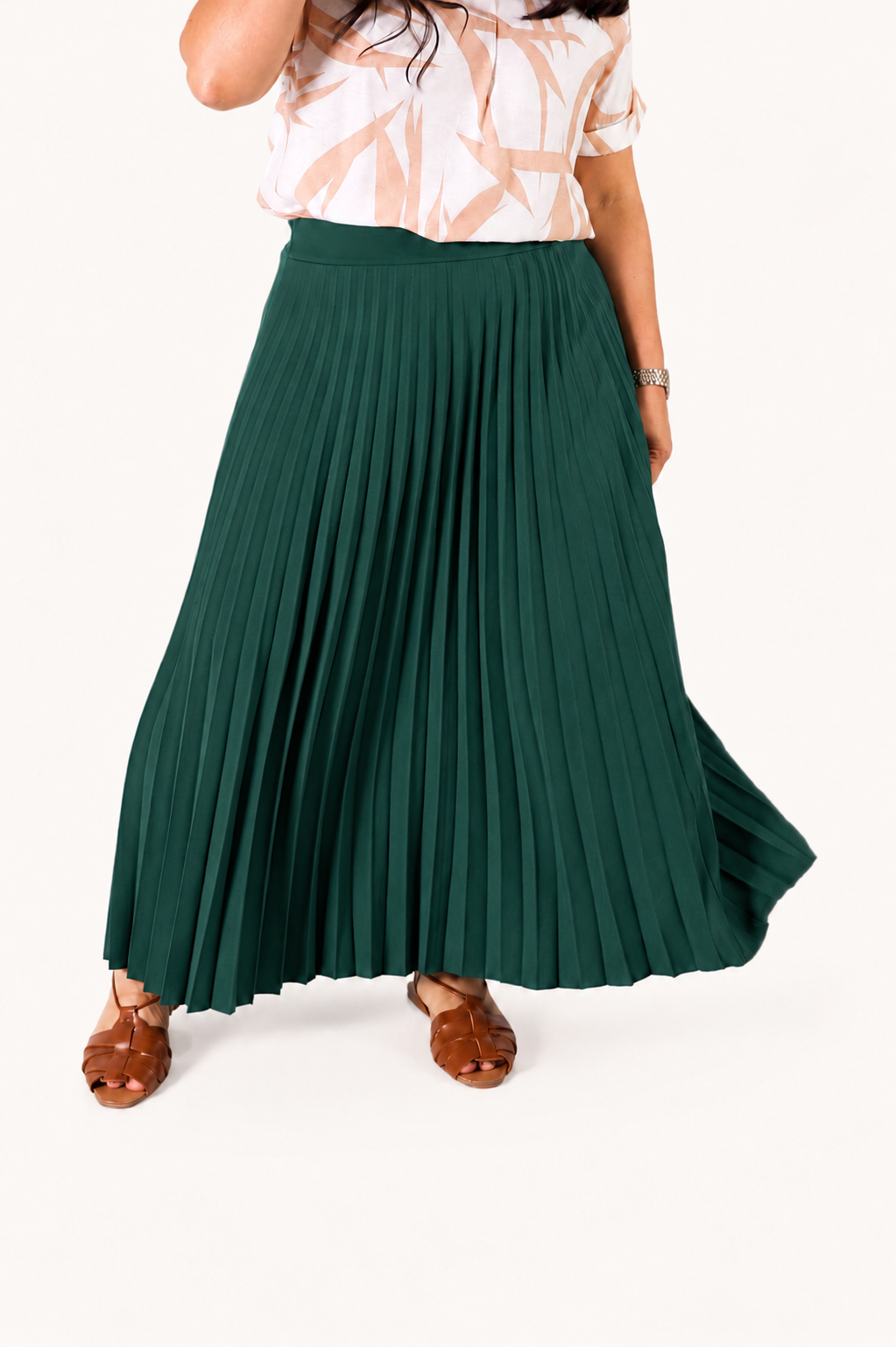 Saia Plissada Lara Verde Floresta