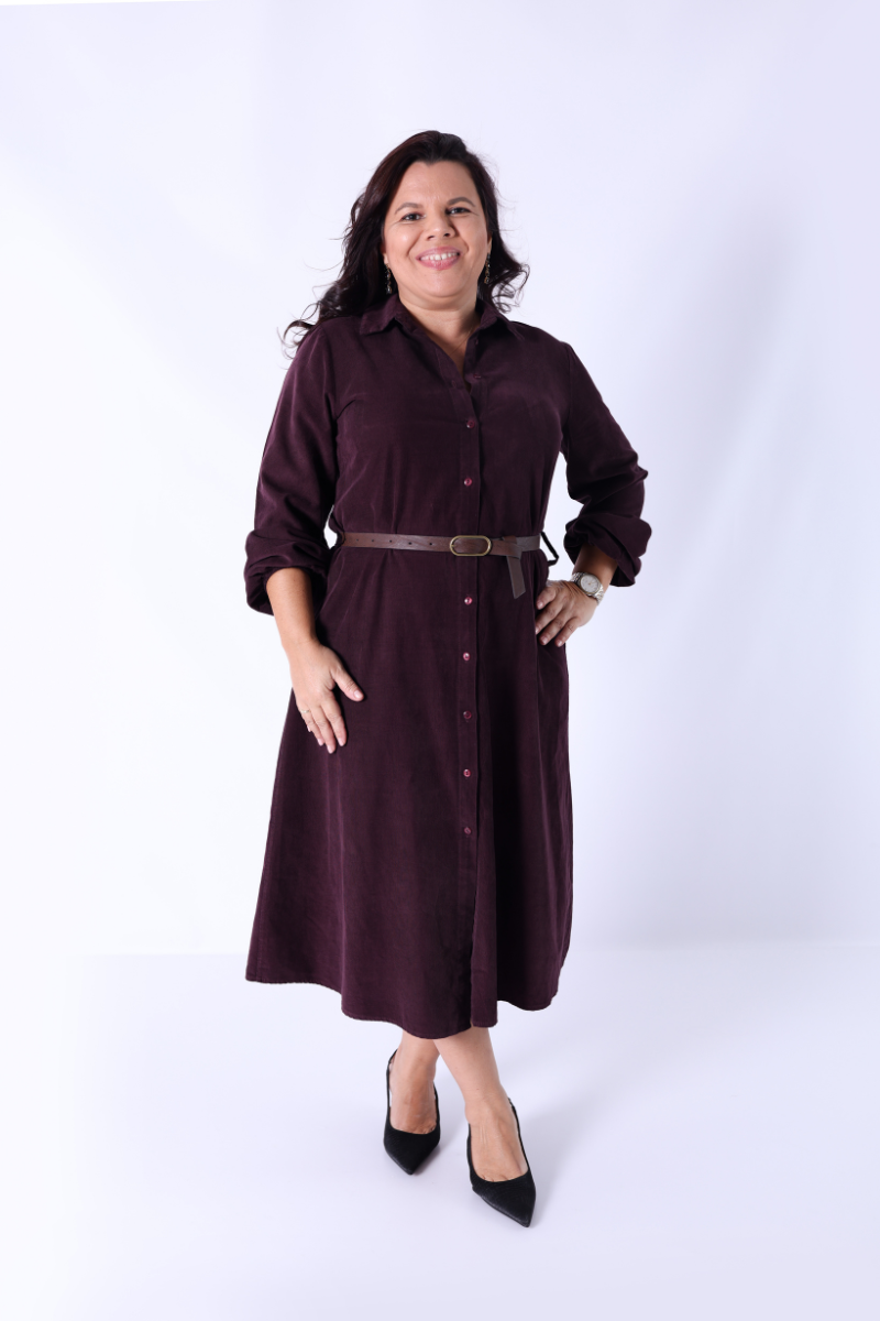 Vestido Camiseiro Borgonha - RUGA