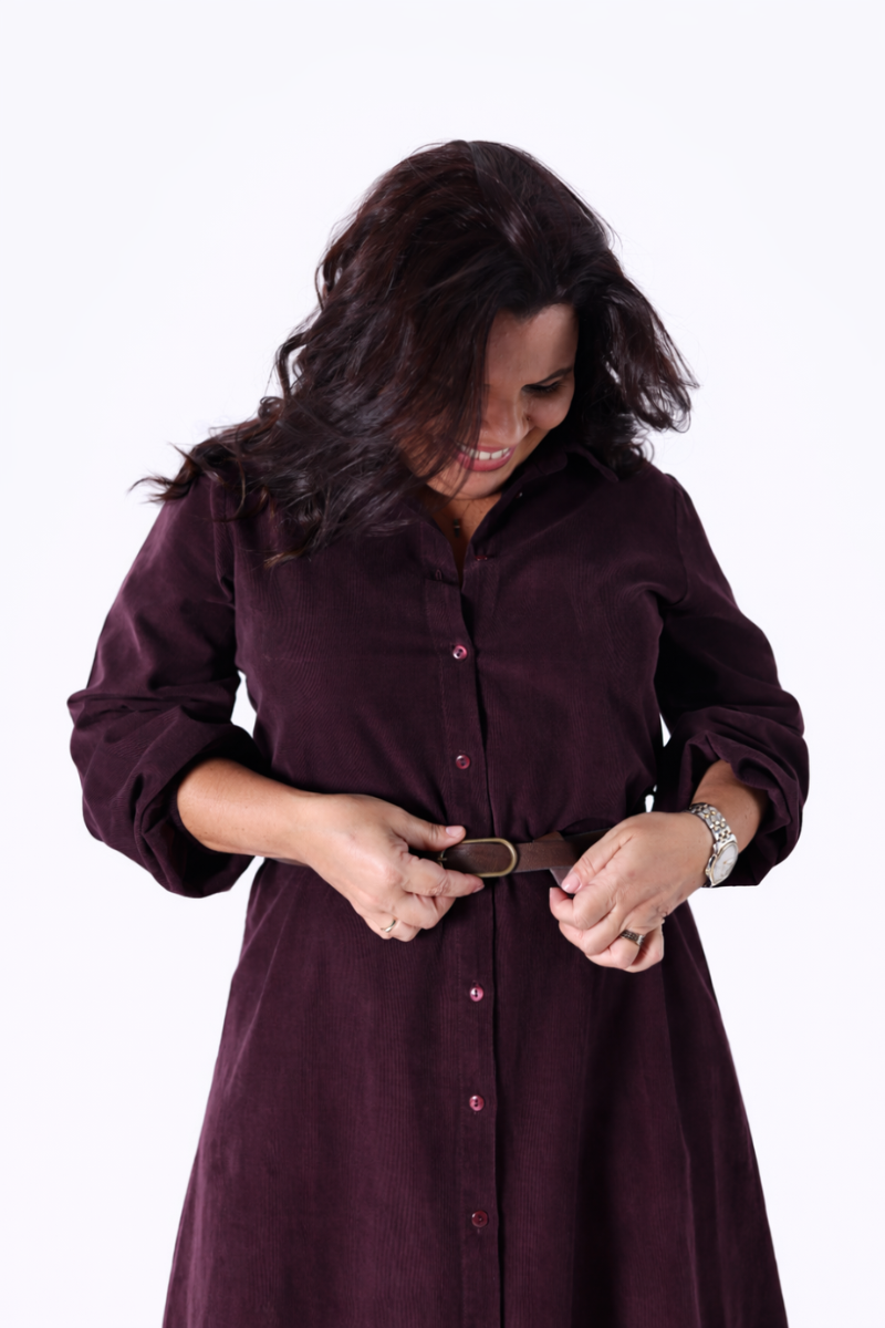 Vestido Rüga Camiseiro Borgonha