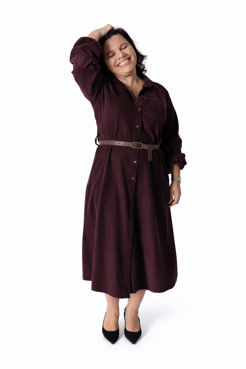 Vestido Rüga Camiseiro Borgonha