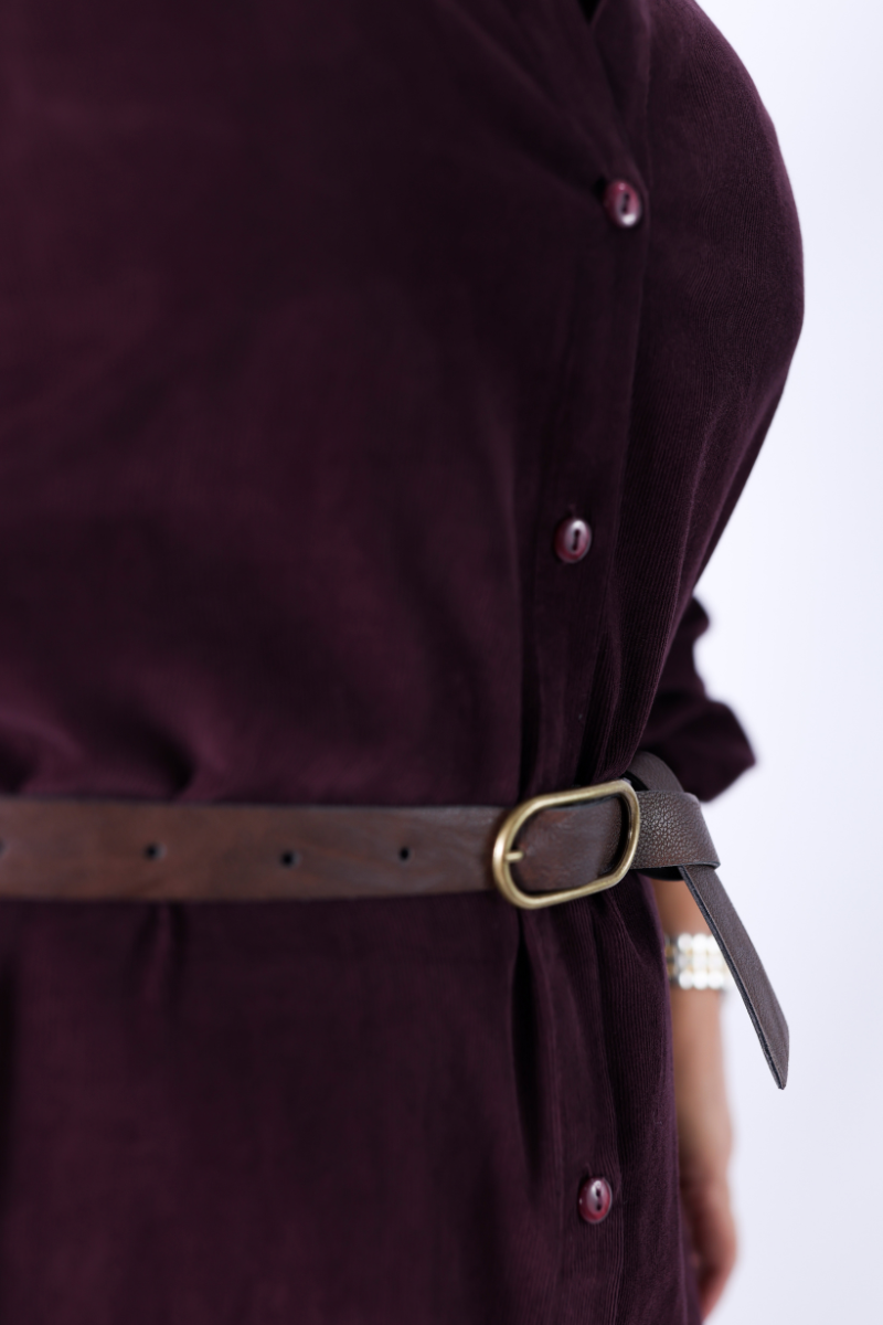 Vestido Rüga Camiseiro Borgonha