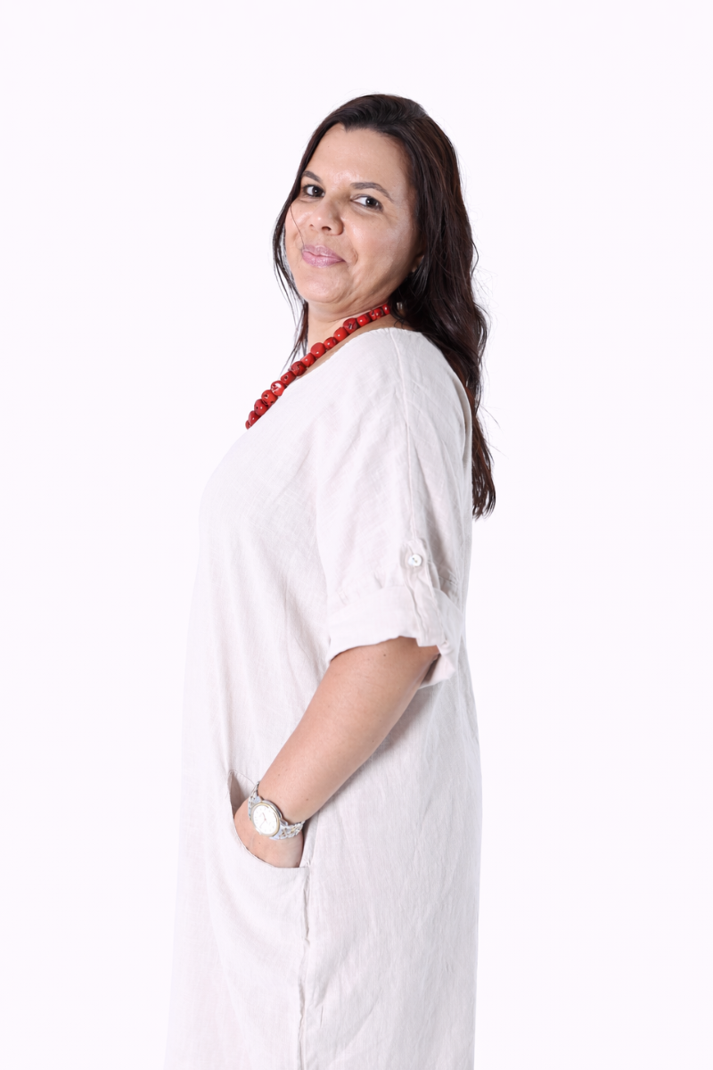 Vestido Linho Amplo Cru