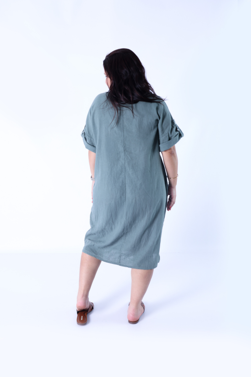 Robe Ample en Lin Vert