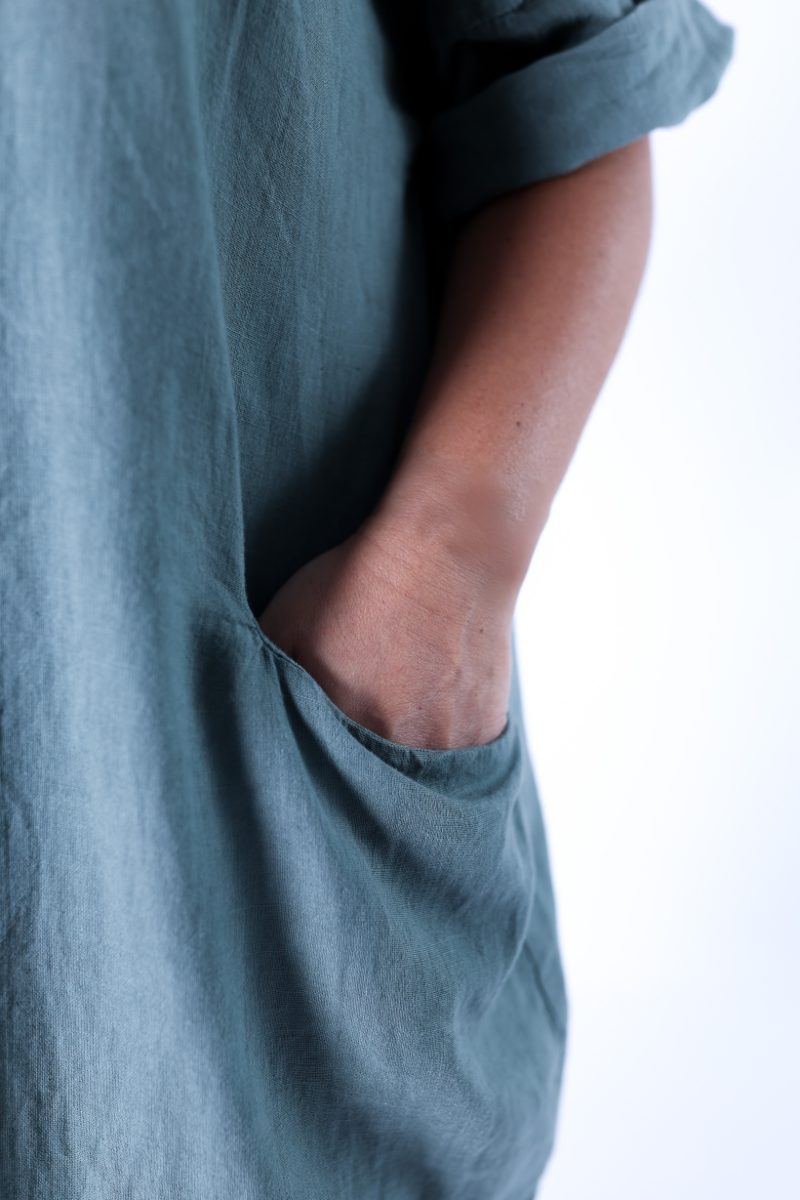 Robe Ample en Lin Vert