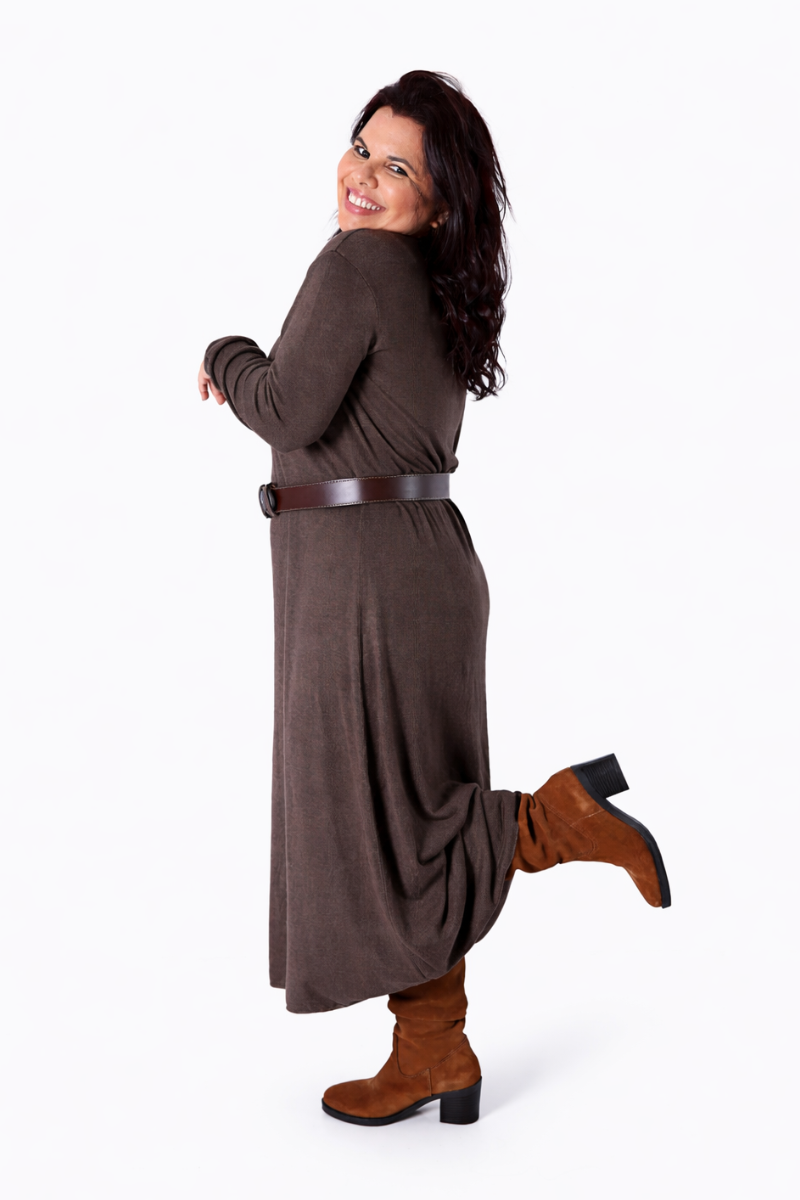 Vestido Malha Sina Castanho