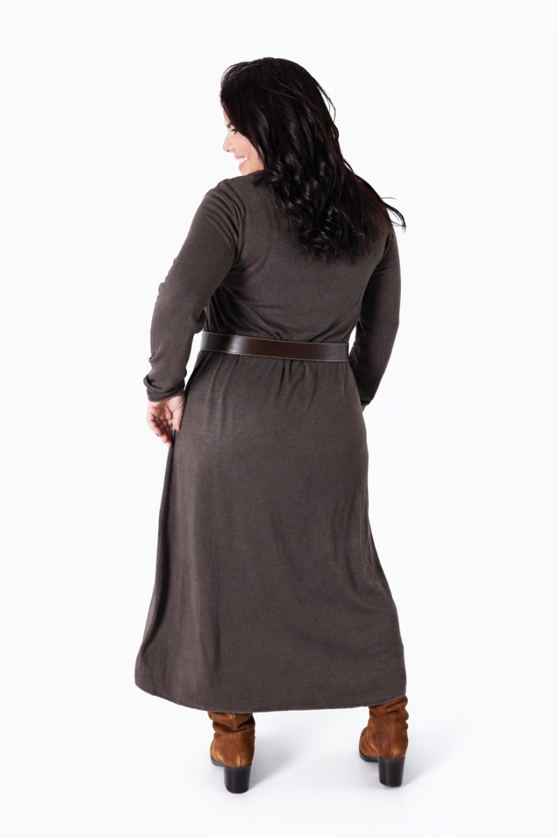 Vestido Malha Sina Castanho