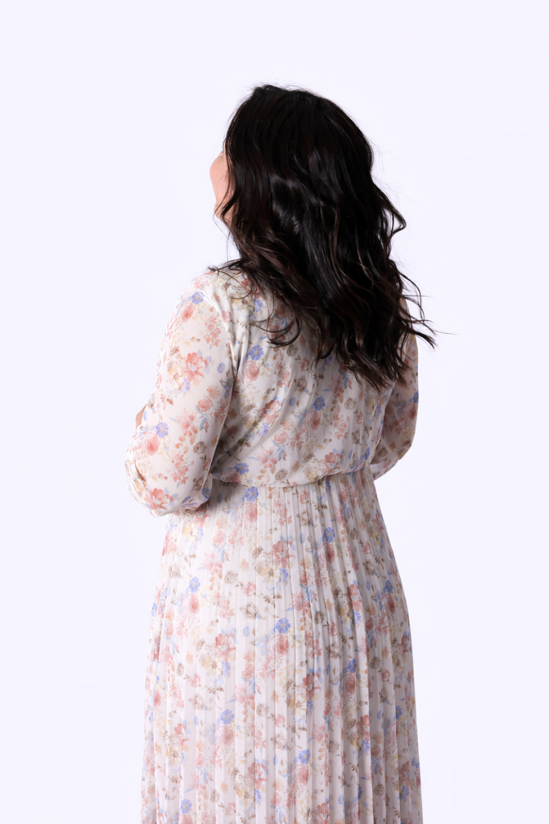 Vestido Plissado Floral
