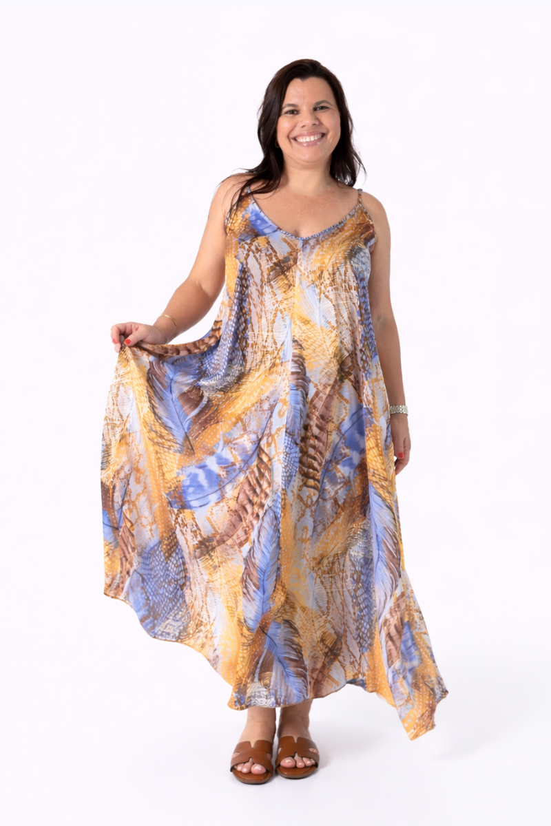 Vestido Rüga alças finas com padrão floral