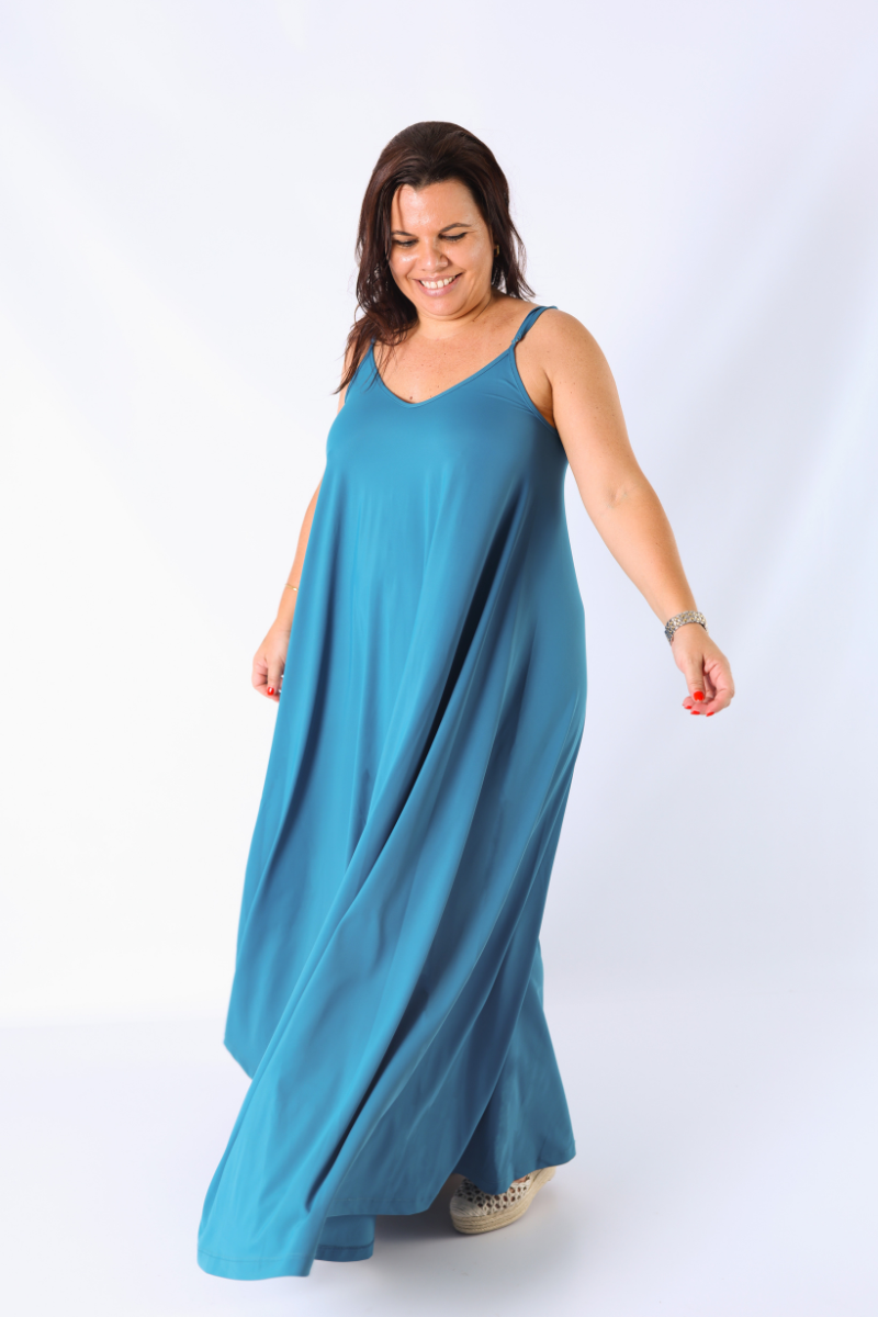 Vestido com alças ajustáveis Petróleo - RUGA